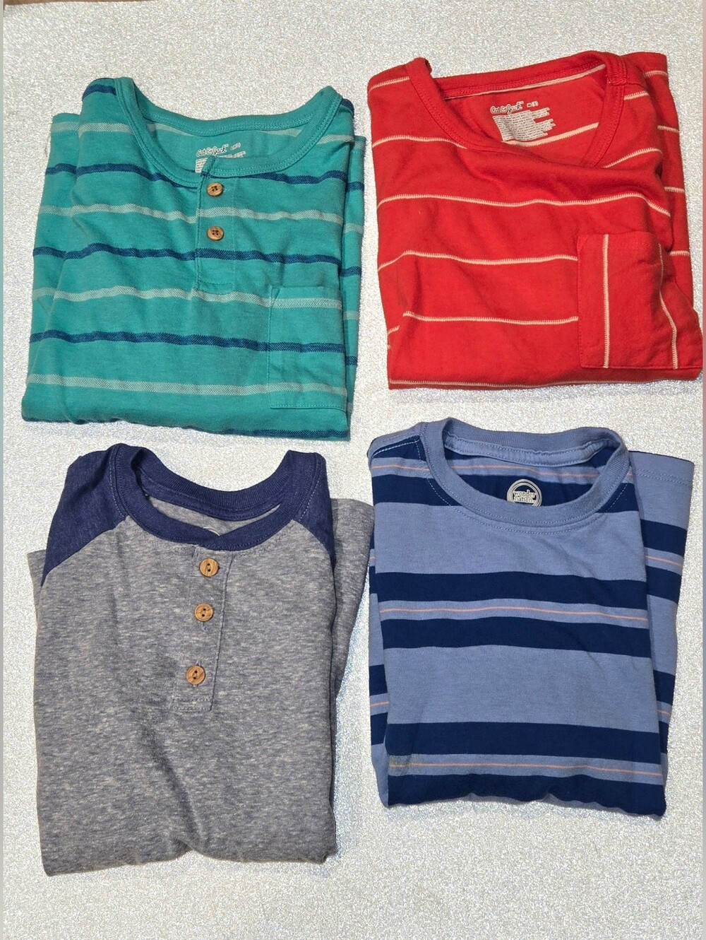 Preowned Boys Striped/Raglan Style Shirts Bundle Size-6/7, M 8